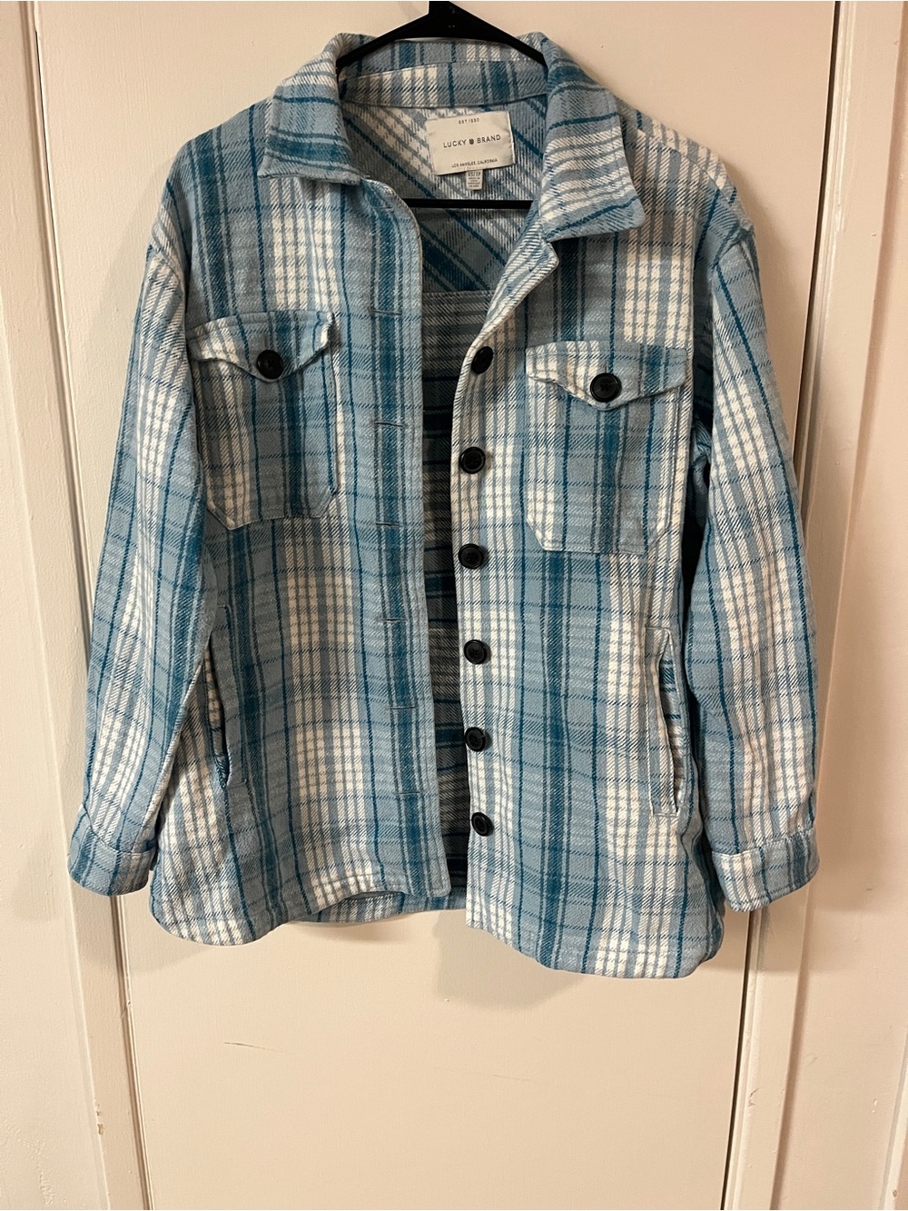 Lucky Brand Blue Plaid Button-Up Shirt Jacket